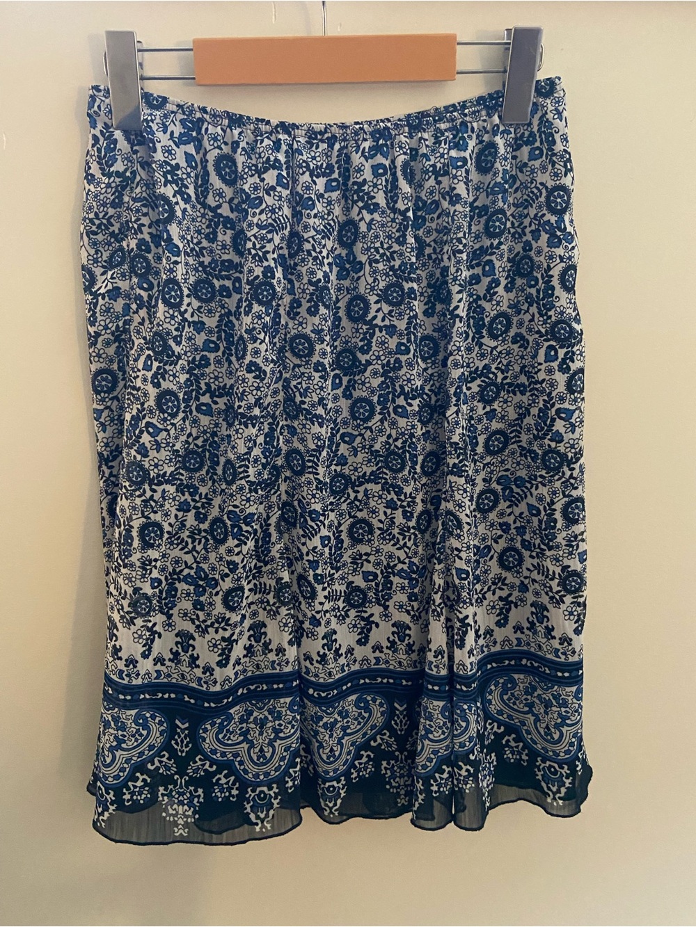 Y2K Navy and White Floral Midi Skirt